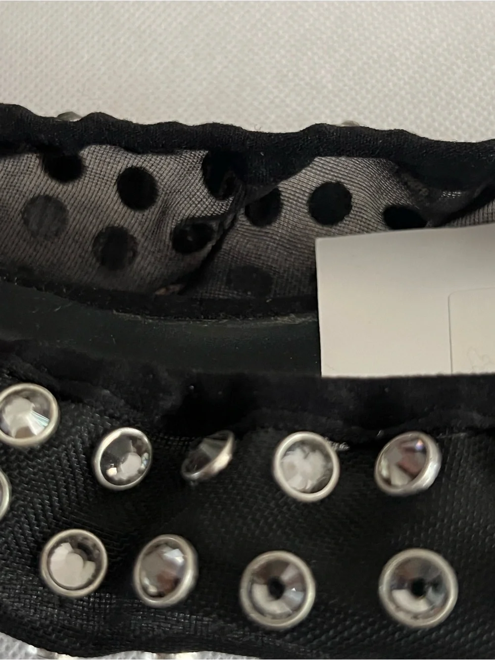 Mango Mesh Studded Black Ballet Flats